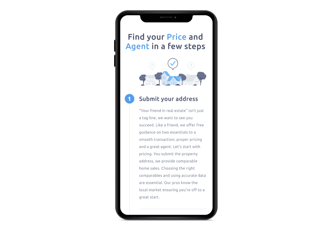 Find your Price and Agent in a few steps