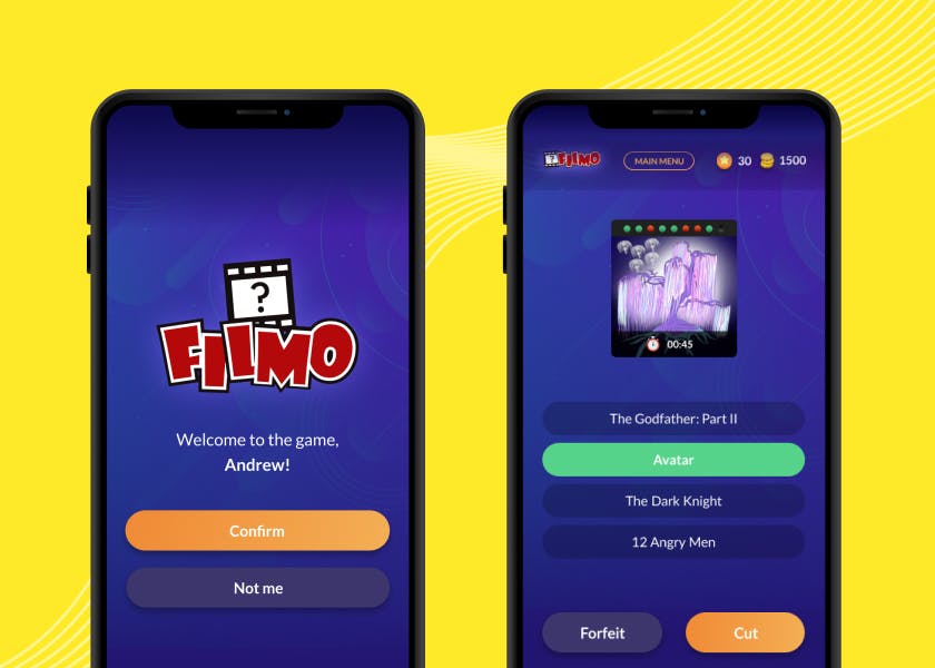 Filmo: Responsive web design for mobile and desktop versions of the quiz game